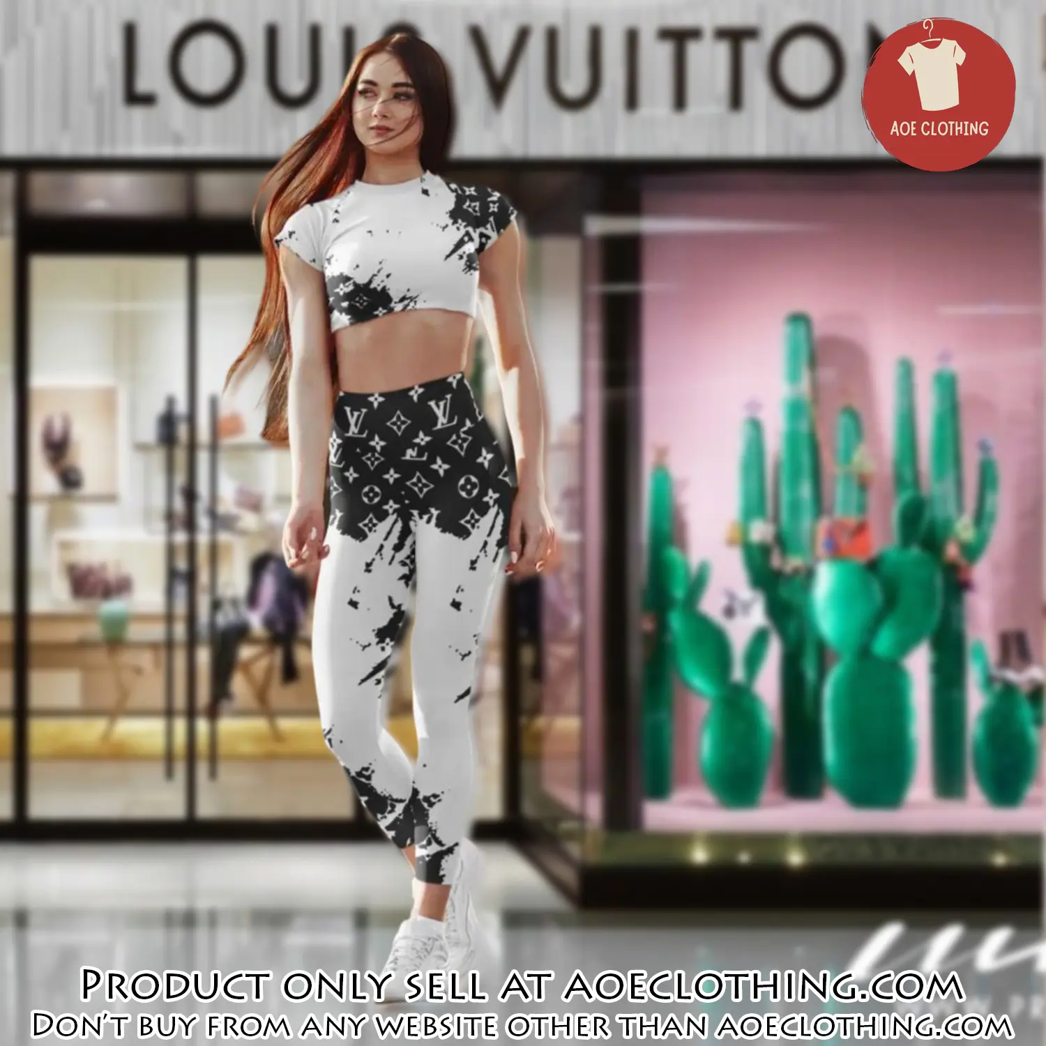 Triple white louis vuitton luxury sportwear combo luxury brand crop top tshirt and legging for women ctl1036 aoe2157377